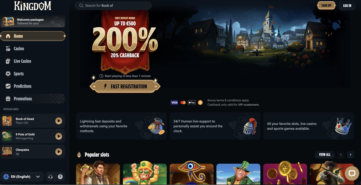 Capture d’écran du site Kingdom Casino